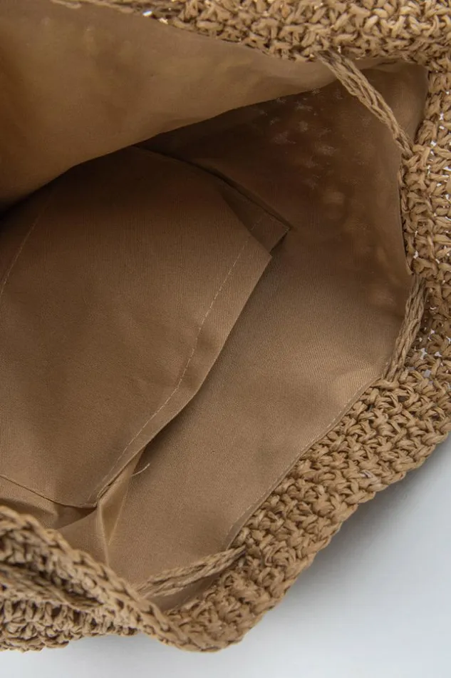 Women Bags Cupshe Aurin Braided Brown Vacation Shoulder Bag Linen