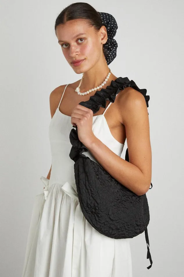 Women Bags Damson Madder Quilted Ruched Kidney Bag 8211 Black