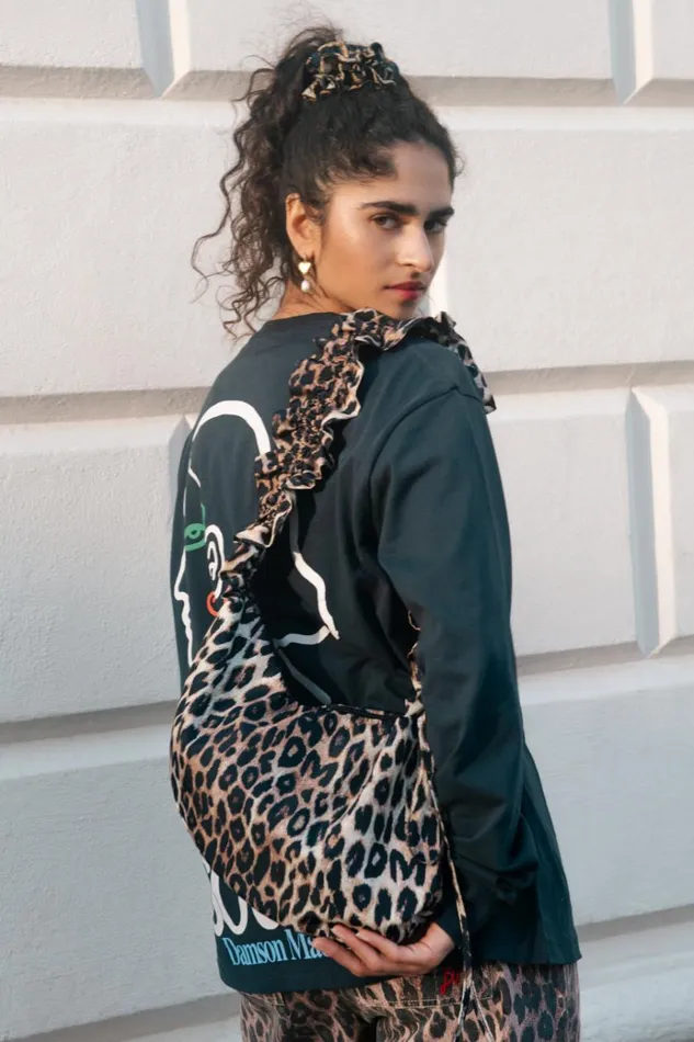 Women Bags Damson Madder Ruched Kidney Bag In Leopard Print