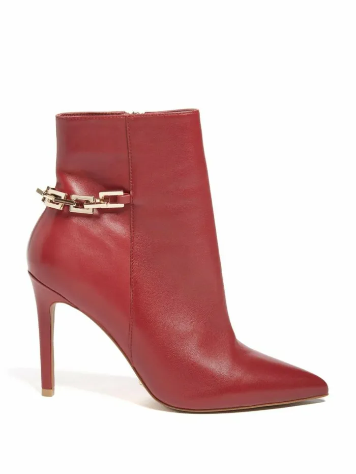 Women Bale Leather Bootie Medium Red Marciano Shoes Women Bale Leather Bootie Medium Red Marciano Shoes