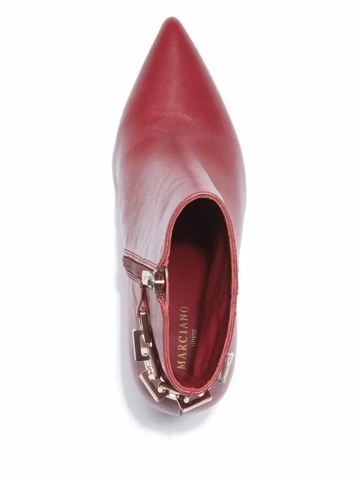 Women Bale Leather Bootie Medium Red Marciano Shoes Women Bale Leather Bootie Medium Red Marciano Shoes