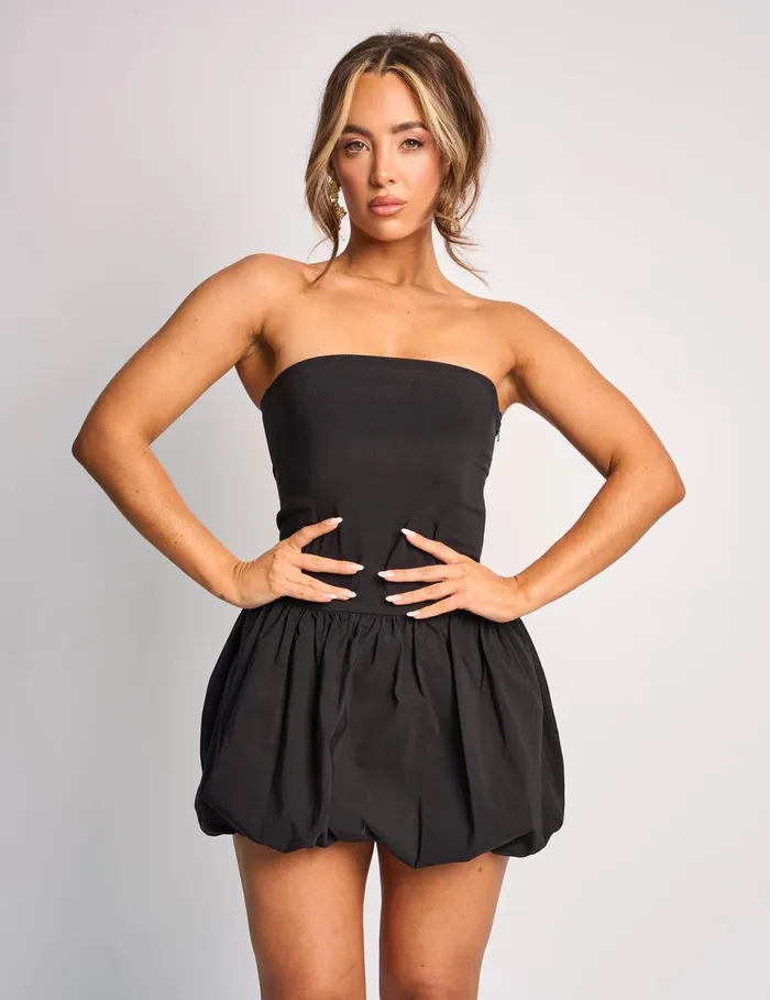 Women Bandeau Balloon Skirt Mini Dress Black Black Public Desire Festival