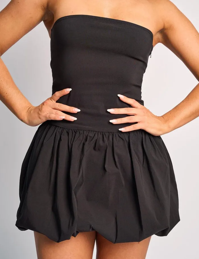 Women Bandeau Balloon Skirt Mini Dress Black Black Public Desire Festival