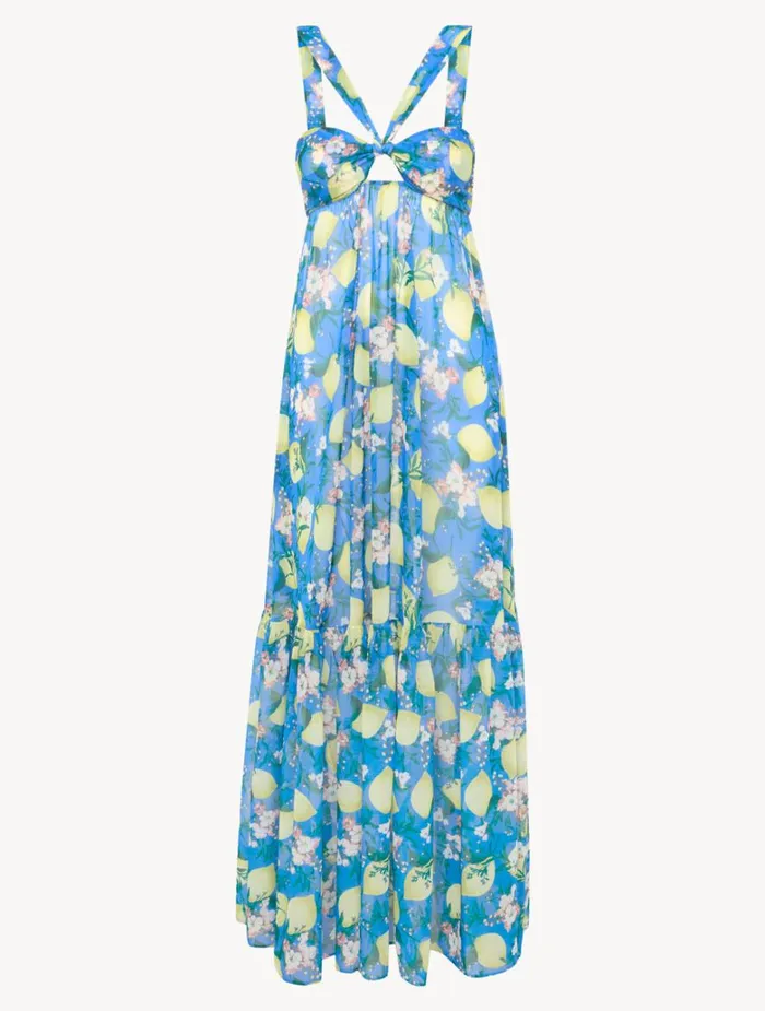Women Beach Coverups La Perla Blue Printed Maxi Dress