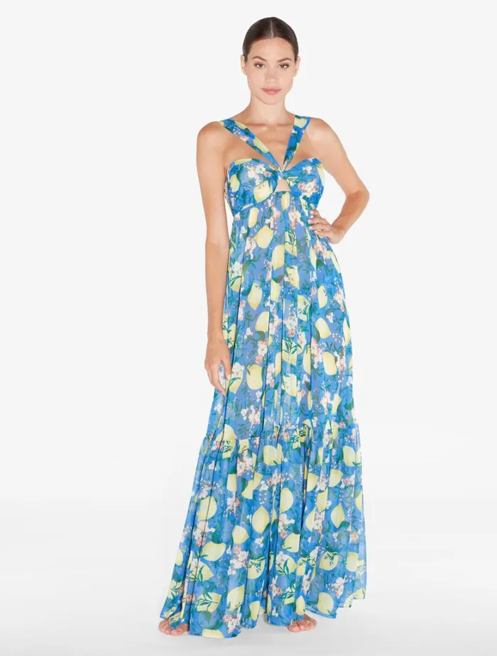 Women Beach Coverups La Perla Blue Printed Maxi Dress