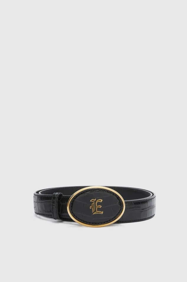 Women Belts Ermanno Scervino Black Leather Belt With Logo 8211 Ermanno Scervino Black