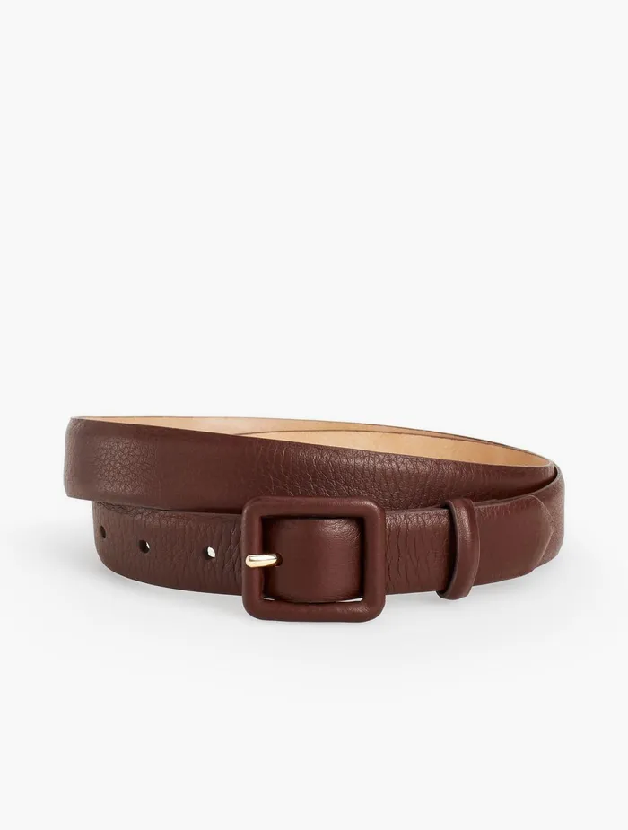 Women Belts Talbots Soft Pebble Leather Covered Buckle Belt Black