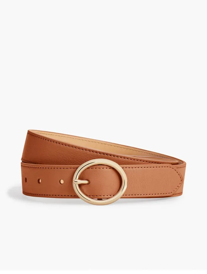 Women Belts Talbots Soft Pebbled Leather Belt Amber Gold