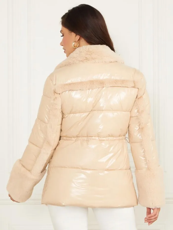 Women Bessie Puffer Coat Neutral Ivory Marciano Jackets