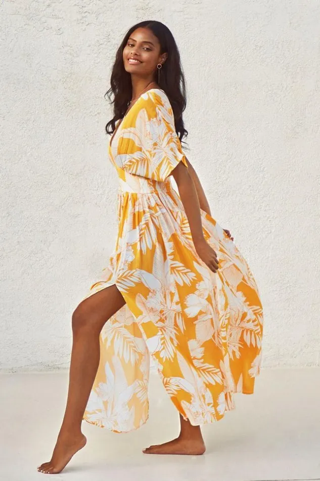 Women Best Sellers Dresses Cupshe Selena Yellow Floral Vneck Maxi Dress Yellow