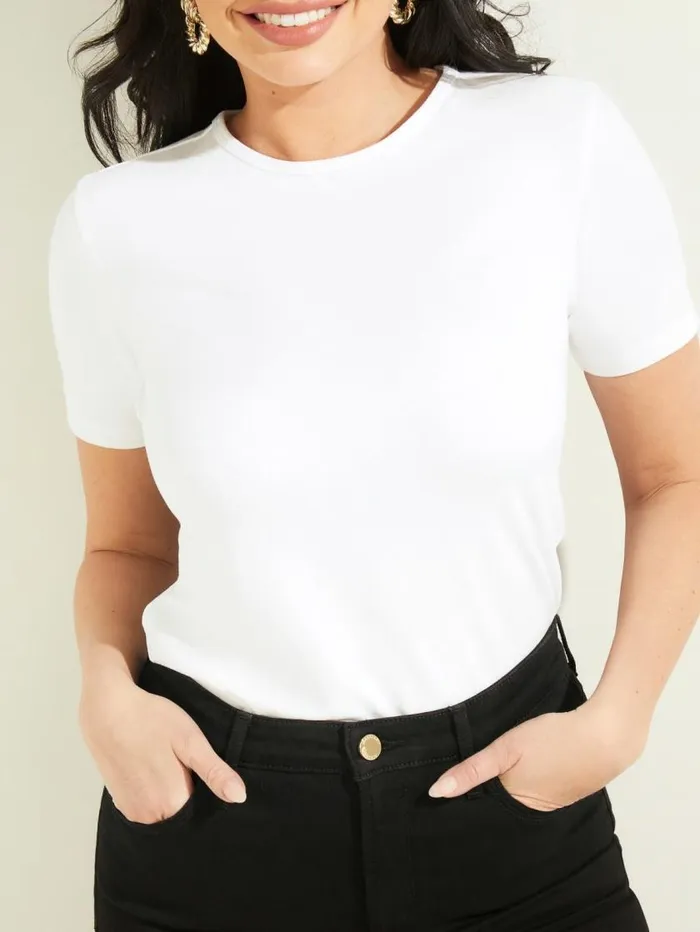 Women Bianca Classic Tee Blanc Pur Marciano Tops And Sweaters Women Bianca Classic Tee Blanc Pur Marciano Tops And Sweaters