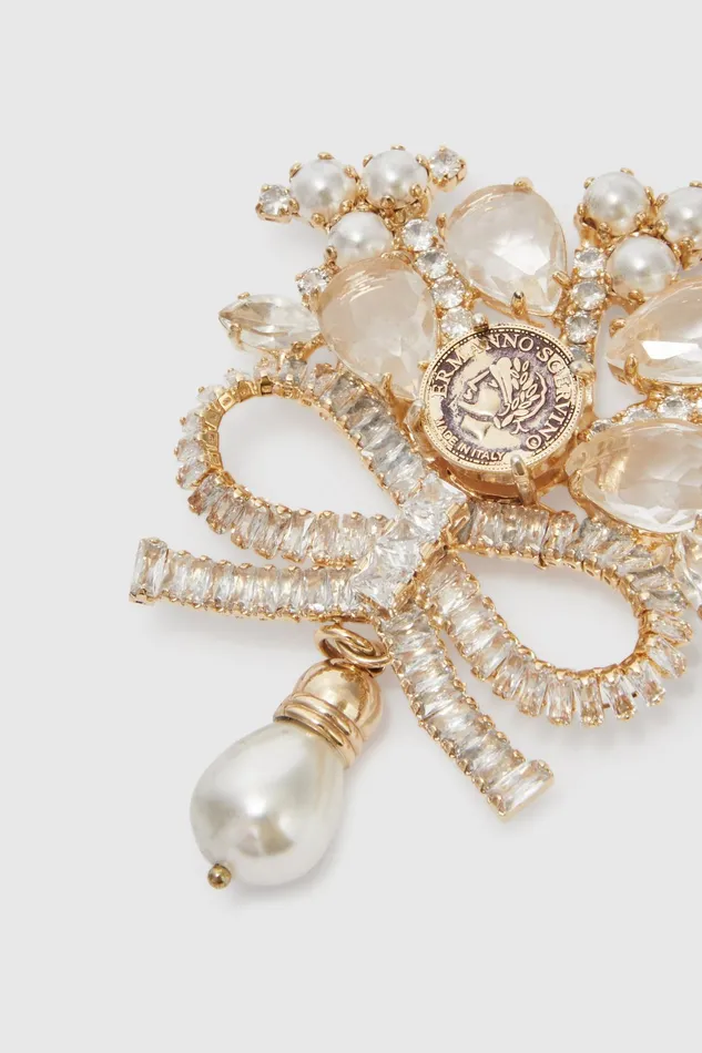 Women Bijoux Ermanno Scervino Gold Brooch With Pearls And Stones 8211 Ermanno Scervino Gold