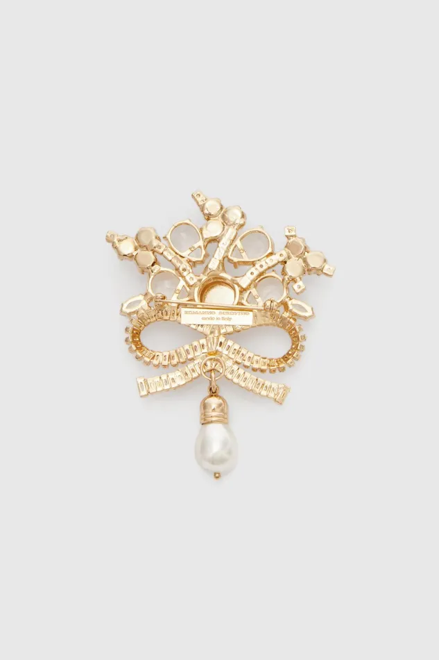 Women Bijoux Ermanno Scervino Gold Brooch With Pearls And Stones 8211 Ermanno Scervino Gold