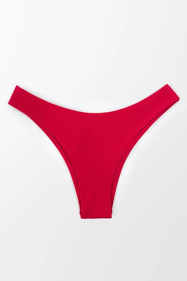 Women Bikini Bottoms Cupshe Kensley Red Low Waisted Bikini Bottom Red