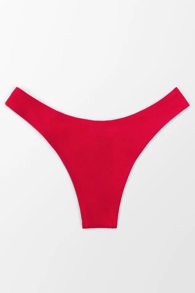Women Bikini Bottoms Cupshe Kensley Red Low Waisted Bikini Bottom Red