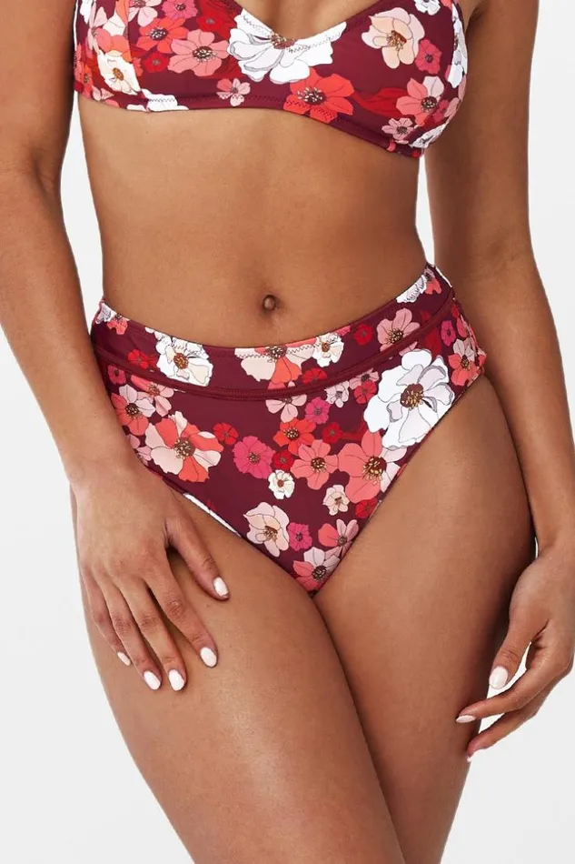 Women Bikini Bottoms Cupshe Paige Floral Mid Waisted Bikini Bottom Multicolor