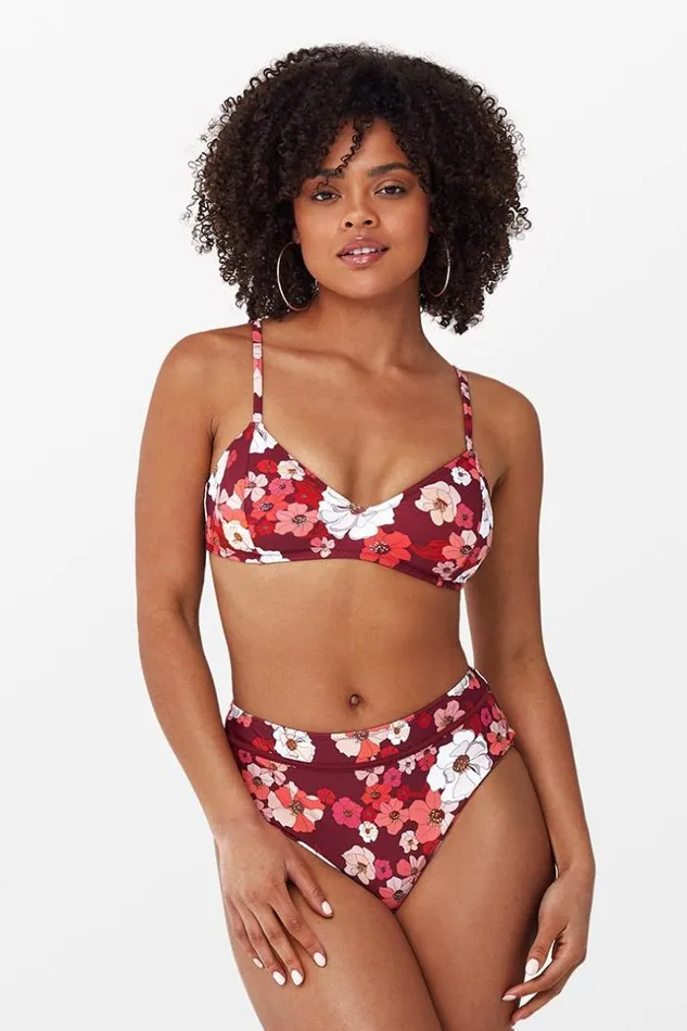 Women Bikini Bottoms Cupshe Paige Floral Mid Waisted Bikini Bottom Multicolor