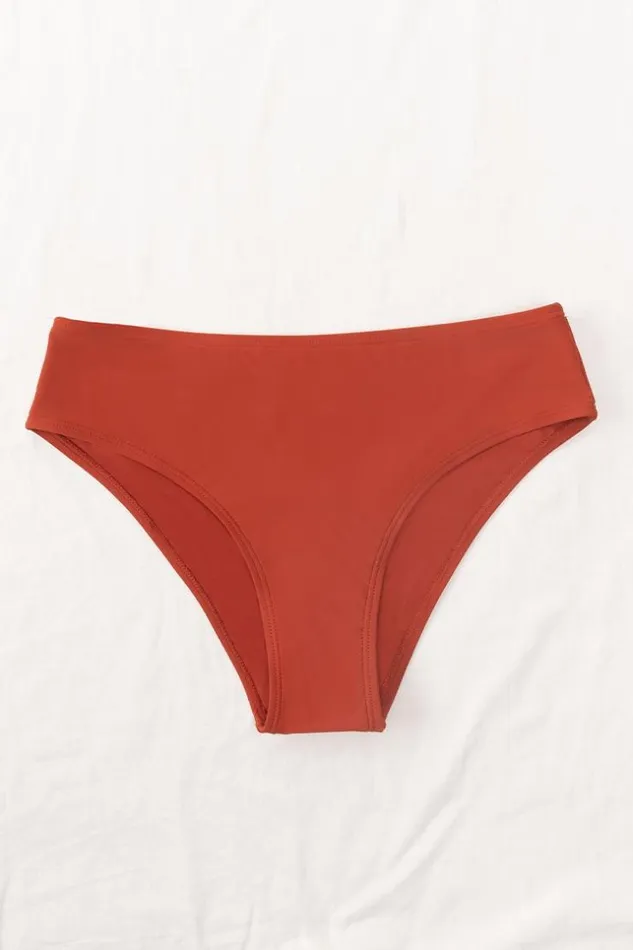 Women Bikini Bottoms Cupshe Seaside Holiday MidRise Hipster Bikini Bottom Red