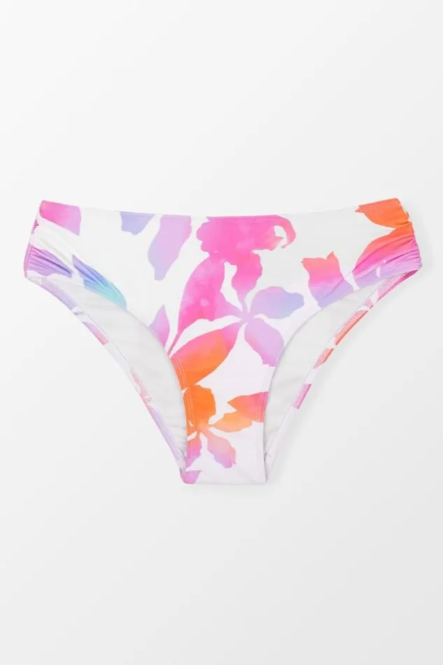 Women Bikini Bottoms Cupshe Wanderlust Floral Side Shirred MidRise Hipster Bikini Bottom Multicolor