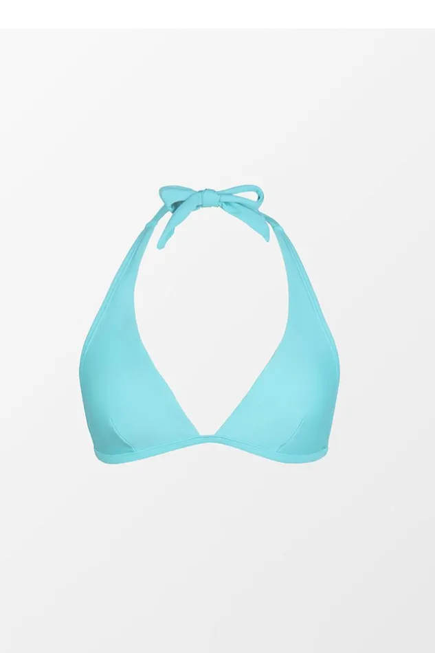Women Bikini Tops Cupshe Cupshe Basics Halter Back Tie Top Blue