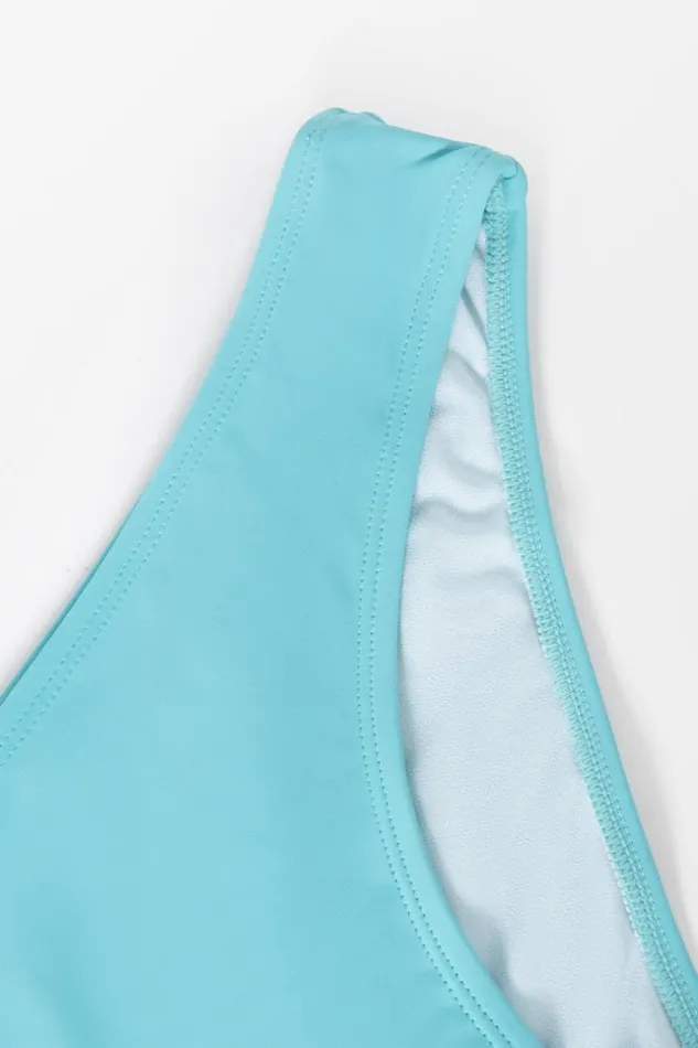 Women Bikini Tops Cupshe Cupshe Basics Halter Back Tie Top Blue
