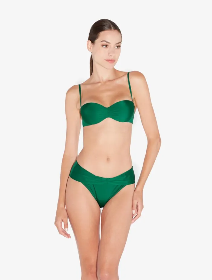 Women Bikinis La Perla Bikini Brief In Green With Draped Waist