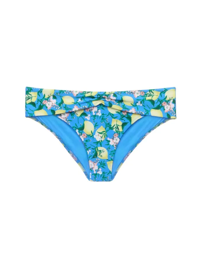 Women Bikinis La Perla Blue Printed Bikini Brief With Draped Waist