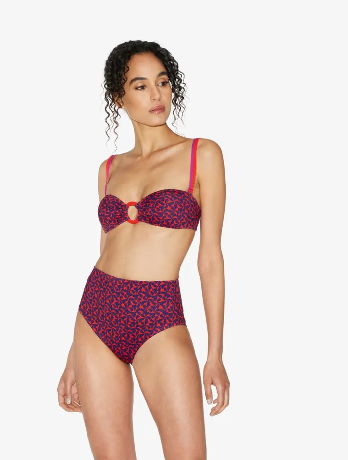 Women Bikinis La Perla Highwaisted Belted Bikini Briefs In Red And Blue