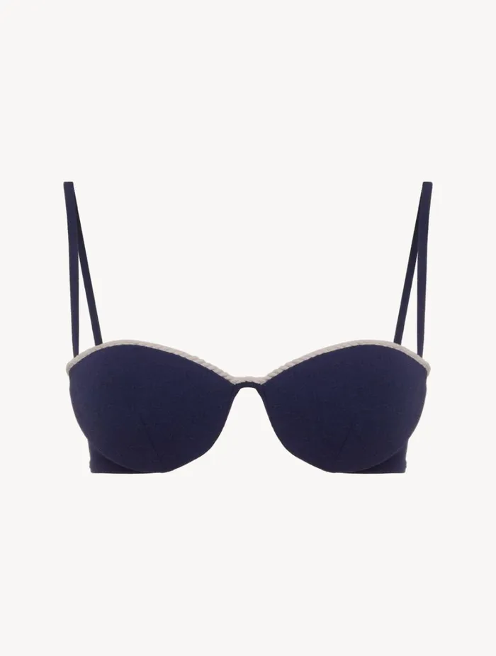 Women Bikinis La Perla Monogram Bandeau Bikini Top In Navy