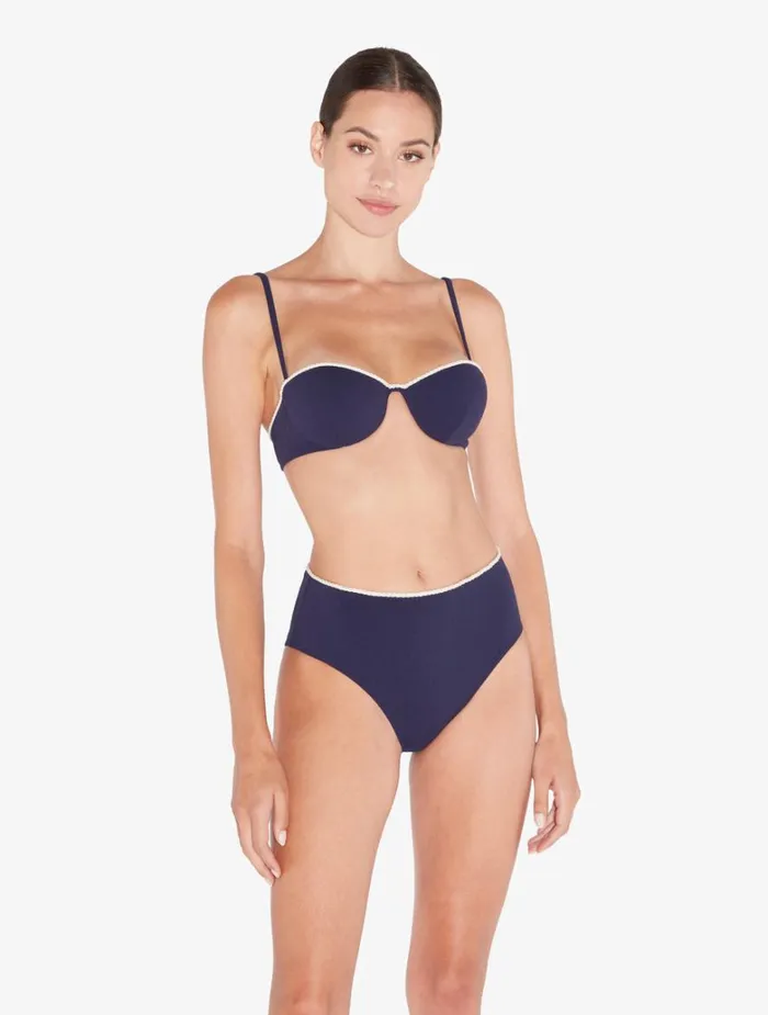Women Bikinis La Perla Monogram Bandeau Bikini Top In Navy
