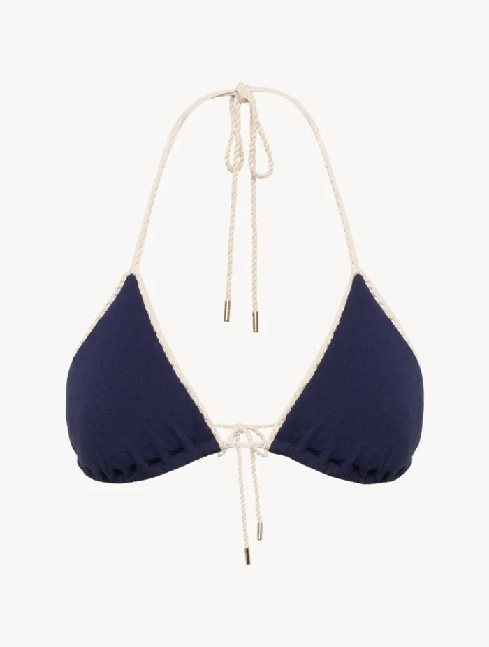 Women Bikinis La Perla Monogram Triangle Bikini Top In Navy