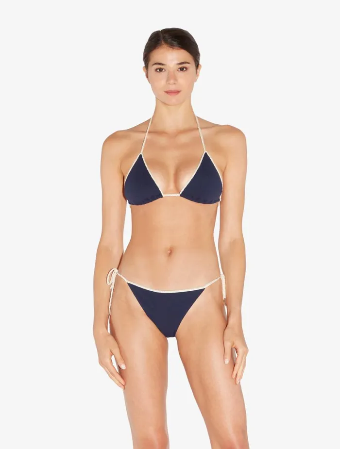 Women Bikinis La Perla Monogram Triangle Bikini Top In Navy