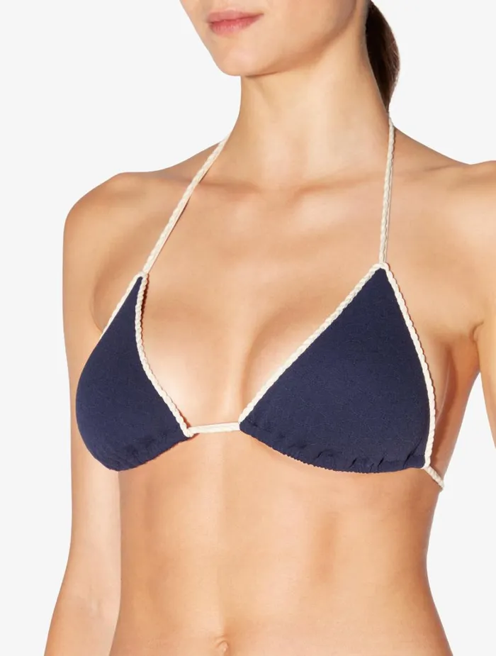 Women Bikinis La Perla Monogram Triangle Bikini Top In Navy