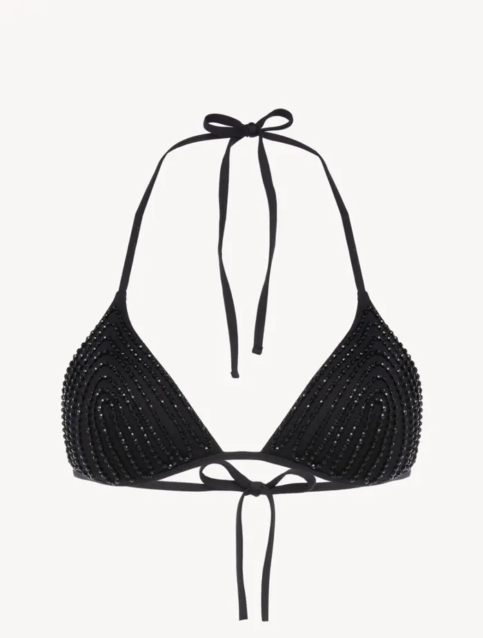 Women Bikinis La Perla Triangle Bikini Top In Black With Beading