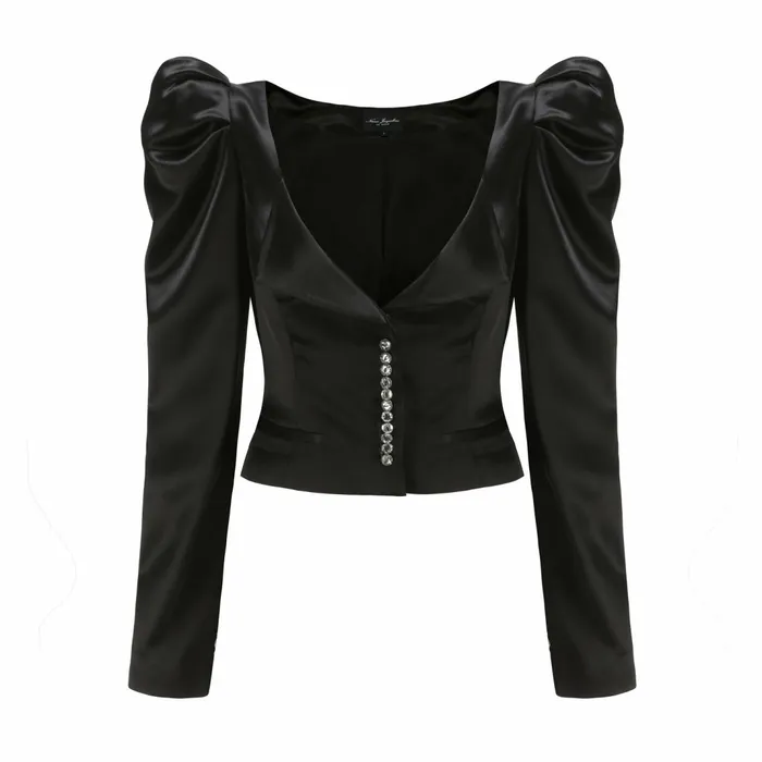 Women Black Jaylene Satin Shirt Nana Jacqueline Tops