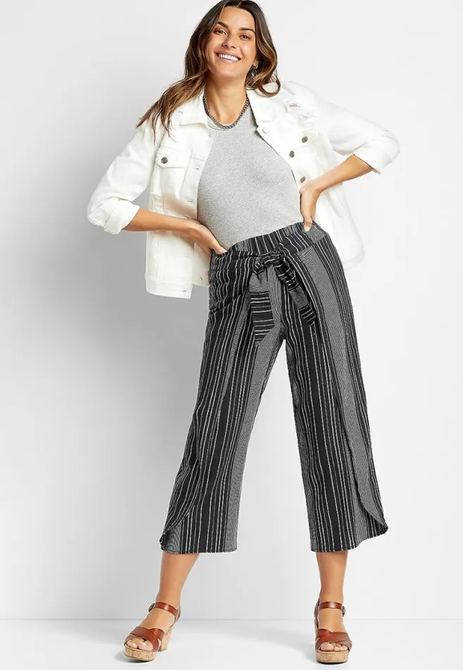 Women Black Stripe Flyaway Pant Maurices Bottoms