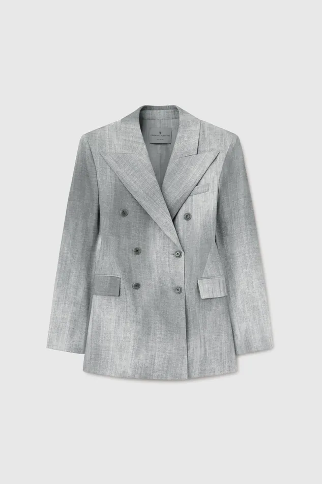 Women Blazers Ermanno Scervino Doublebreasted Jacket With Jeans Print 8211 Ermanno Scervino Grey Denim Women Blazers Ermanno Scervino Doublebreasted Jacket With Jeans Print 8211 Ermanno Scervino Grey Denim