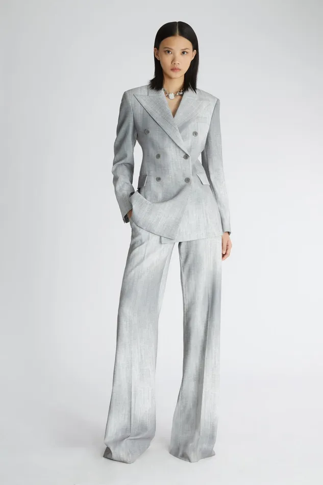 Women Blazers Ermanno Scervino Doublebreasted Jacket With Jeans Print 8211 Ermanno Scervino Grey Denim