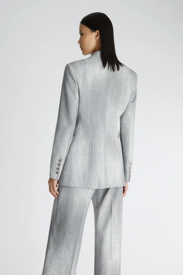 Women Blazers Ermanno Scervino Doublebreasted Jacket With Jeans Print 8211 Ermanno Scervino Grey Denim