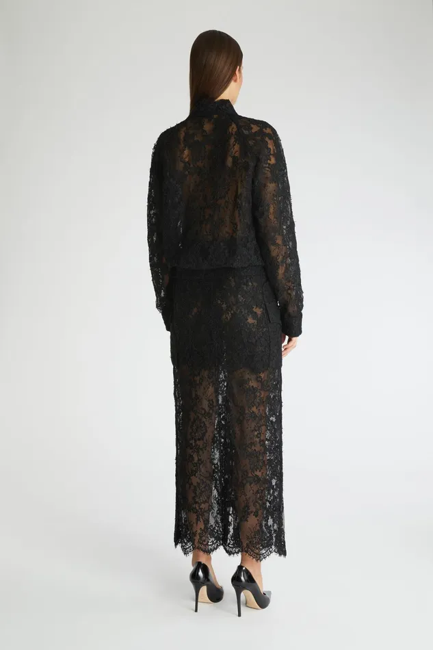 Women Blazers Ermanno Scervino Lace Bomber Jacket Total Black 8211 Ermanno Scervino Black