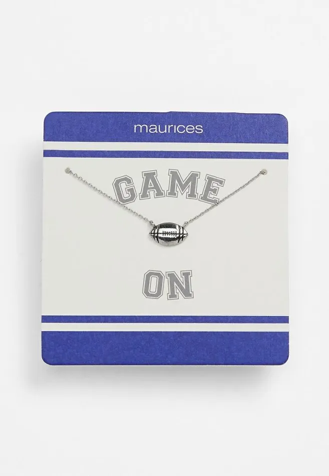 Women Blue And White Carded Football Necklace Maurices Jewelry
