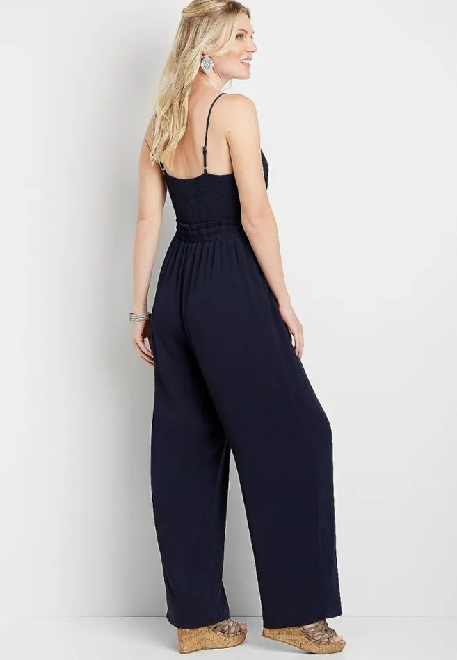 Women Blue Lace Bodice Paperbag Waist Jumpsuit Maurices Dresses and Jumpsuits