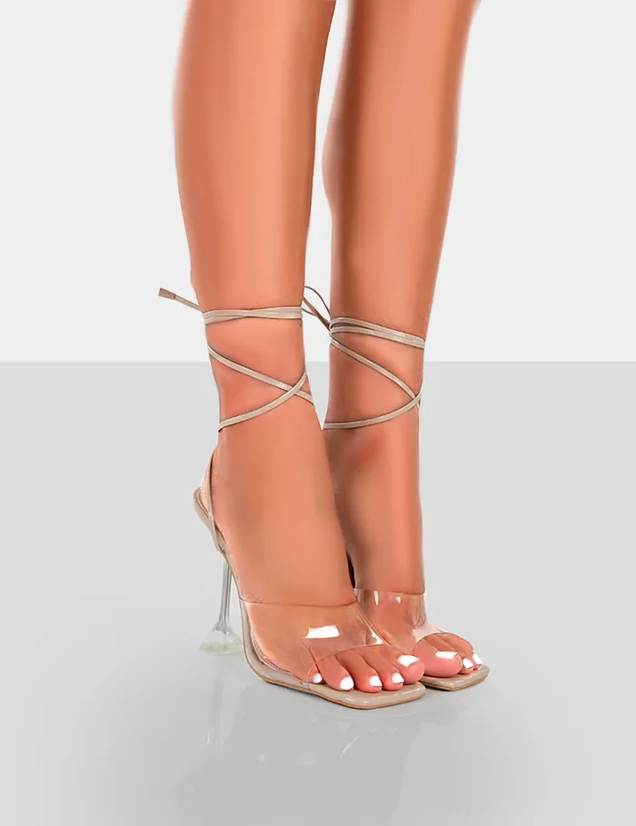 Women Bly Nude Patent Perspex Cake Stand Lace Up Square Toe Heels Nude Public Desire Holiday Women Bly Nude Patent Perspex Cake Stand Lace Up Square Toe Heels Nude Public Desire Holiday