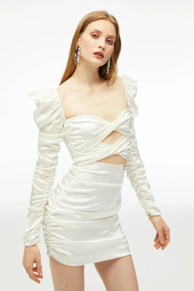 Women Bonnie Sexy White Cross Crystal Dress Nana Jacqueline Bridal