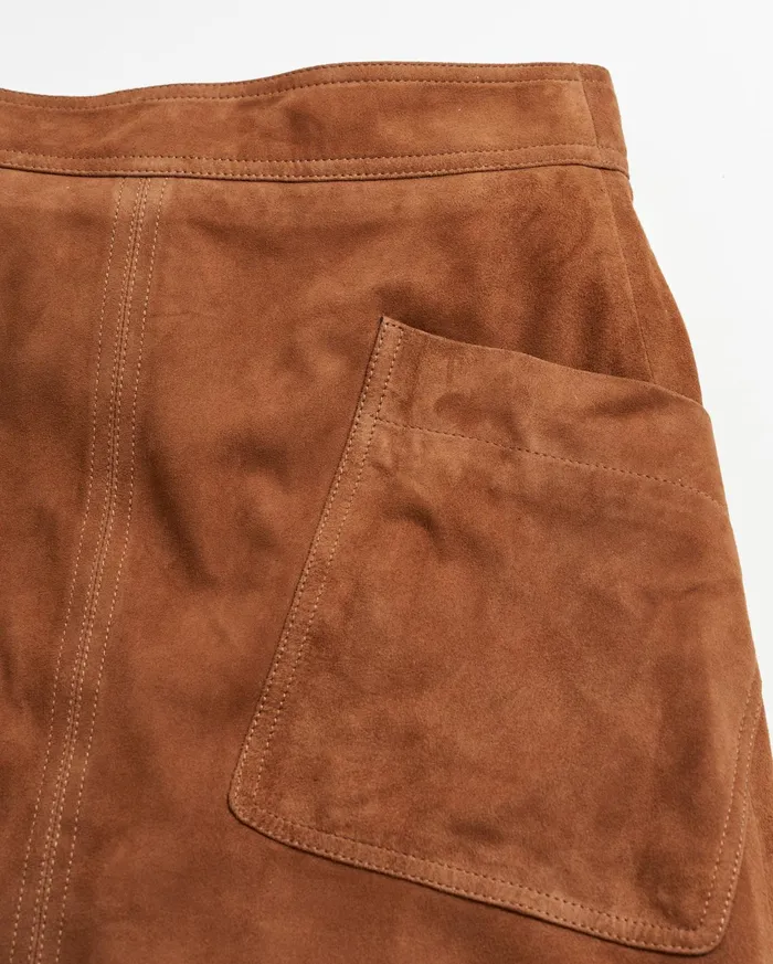 Women Bottoms Billy Reid ALine Suede Skirt Cognac