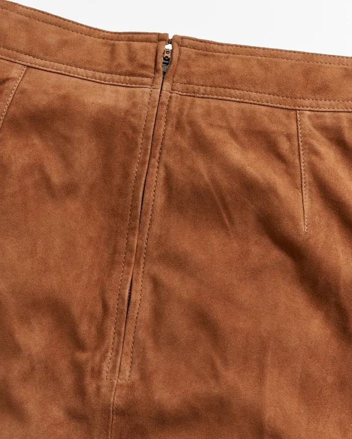 Women Bottoms Billy Reid ALine Suede Skirt Cognac
