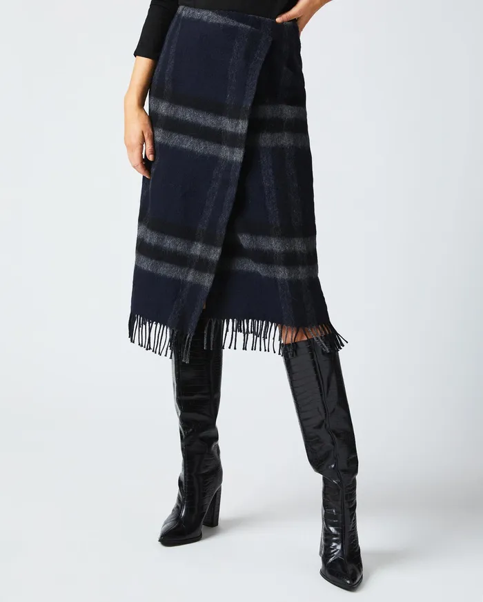 Women Bottoms Billy Reid Blanket Wrap Skirt Blackgrey