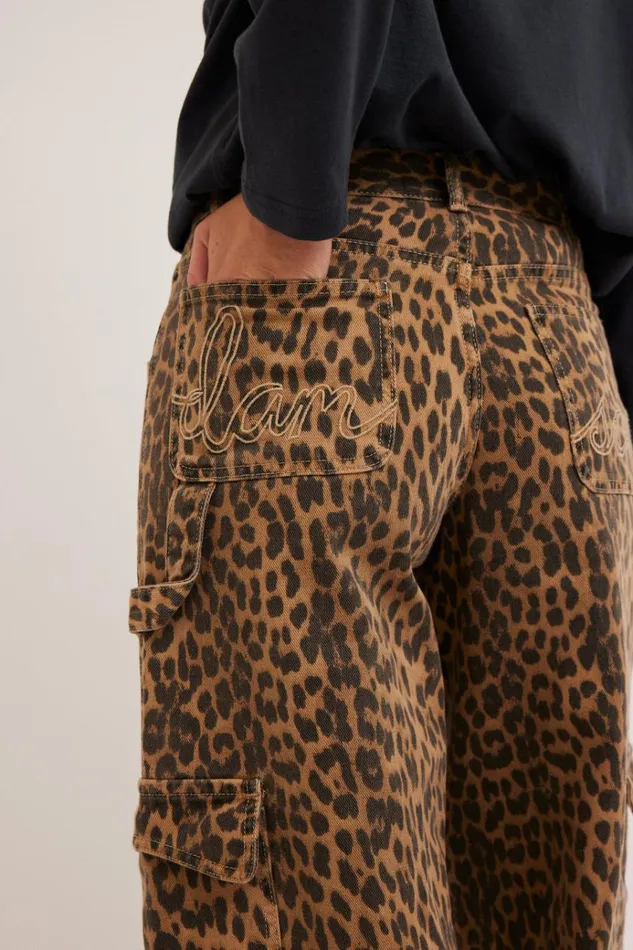 Women Bottoms Damson Madder Cargo Jeans 8211 Leopard