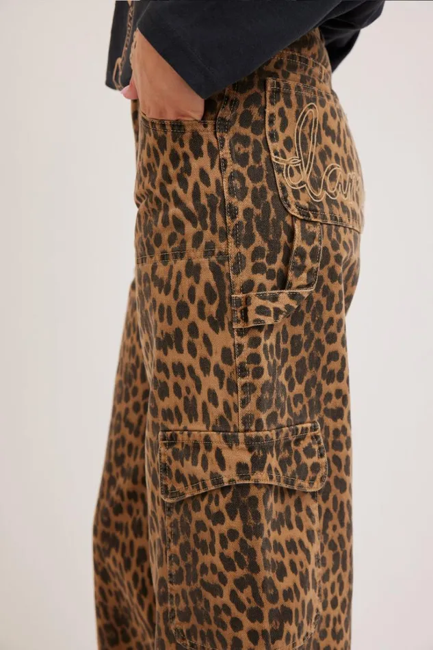 Women Bottoms Damson Madder Cargo Jeans 8211 Leopard
