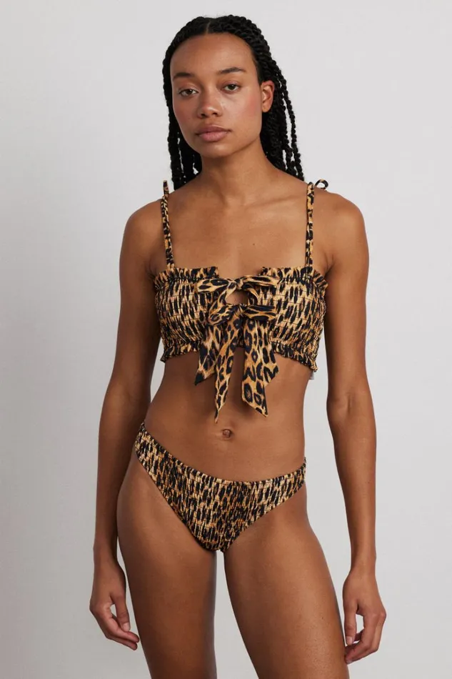Women Bottoms Damson Madder Classic Shirred Bikini Bottom 8211 Leopard